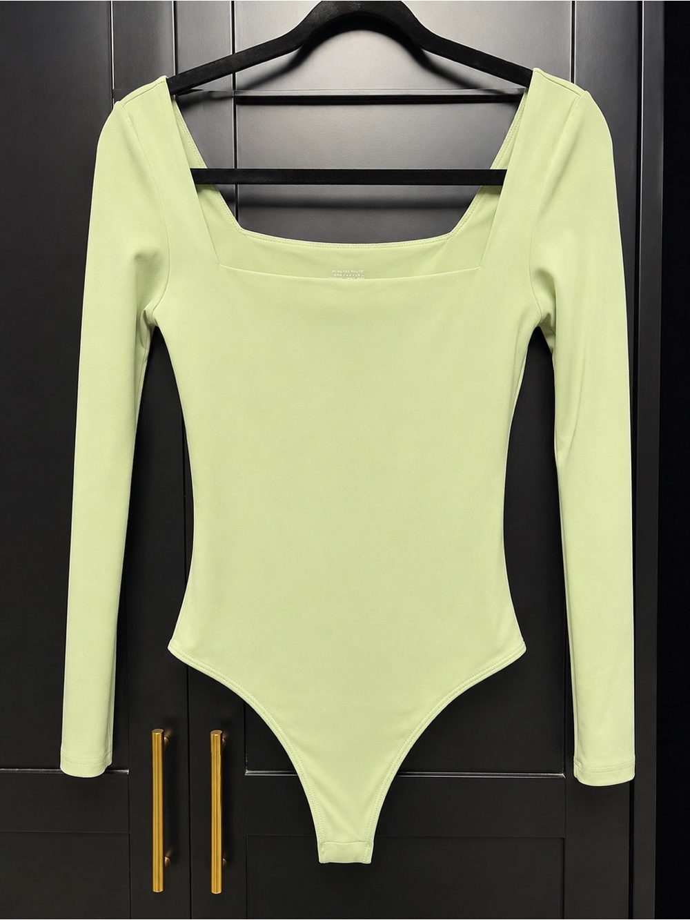 Long Sleeve Square Neck Bodysuit in Light Lime